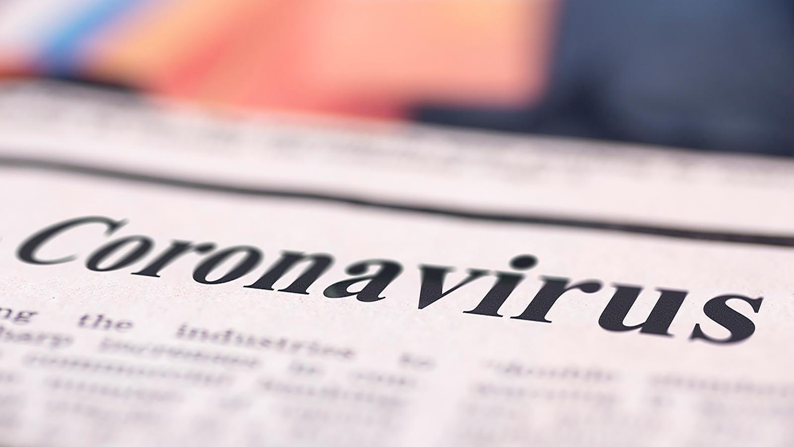 Newspaper headline - reads "Coronavirus"